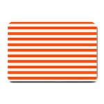 Horizontal Stripes - White and Tangelo Orange Small Doormat