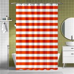 Horizontal Stripes - White and Tangelo Orange Shower Curtain 48  x 72  (Small)