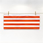 Horizontal Stripes - White and Tangelo Orange Hand Towel