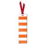 Horizontal Stripes - White and Tangelo Orange Small Book Mark
