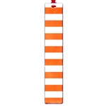 Horizontal Stripes - White and Tangelo Orange Large Book Mark