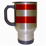 Horizontal Stripes - White and Tangelo Orange Travel Mug (Silver Gray)
