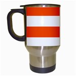 Horizontal Stripes - White and Tangelo Orange Travel Mug (White)