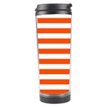 Horizontal Stripes - White and Tangelo Orange Travel Tumbler