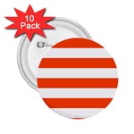 Horizontal Stripes - White and Tangelo Orange 2.25  Button (10 pack)
