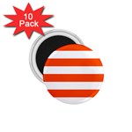 Horizontal Stripes - White and Tangelo Orange 1.75  Magnet (10 pack)