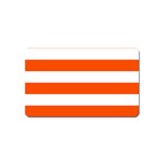 Horizontal Stripes - White and Tangelo Orange Magnet (Name Card)
