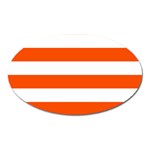 Horizontal Stripes - White and Tangelo Orange Magnet (Oval)