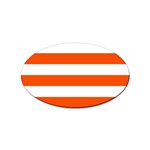 Horizontal Stripes - White and Tangelo Orange Sticker Oval (10 pack)