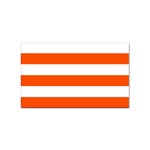 Horizontal Stripes - White and Tangelo Orange Sticker Rectangular (10 pack)