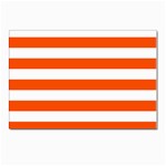 Horizontal Stripes - White and Tangelo Orange Postcard 4  x 6 