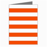 Horizontal Stripes - White and Tangelo Orange Greeting Card
