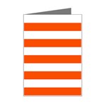 Horizontal Stripes - White and Tangelo Orange Mini Greeting Card