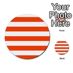 Horizontal Stripes - White and Tangelo Orange Multi-purpose Cards (Round)