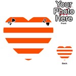 Horizontal Stripes - White and Tangelo Orange Playing Cards 54 (Heart)