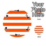 Horizontal Stripes - White and Tangelo Orange Playing Cards 54 (Round)