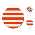 Horizontal Stripes - White and Tangelo Orange Playing Cards (Round)