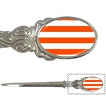 Horizontal Stripes - White and Tangelo Orange Letter Opener