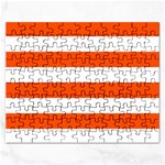 Horizontal Stripes - White and Tangelo Orange Jigsaw Puzzle (Rectangular)