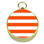 Horizontal Stripes - White and Tangelo Orange Gold Compass