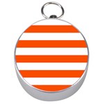 Horizontal Stripes - White and Tangelo Orange Silver Compass