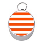 Horizontal Stripes - White and Tangelo Orange Silver Compass (Mini)