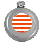 Horizontal Stripes - White and Tangelo Orange Hip Flask (5 oz)