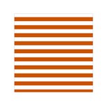 Horizontal Stripes - White and Burnt Orange Small Satin Scarf  (Square)