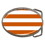 Horizontal Stripes - White and Burnt Orange Belt Buckle