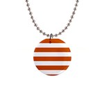 Horizontal Stripes - White and Burnt Orange 1  Button Necklace