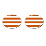 Horizontal Stripes - White and Burnt Orange Cufflinks (Oval)