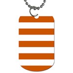 Horizontal Stripes - White and Burnt Orange Dog Tag (One Side)