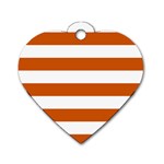 Horizontal Stripes - White and Burnt Orange Dog Tag Heart (One Side)