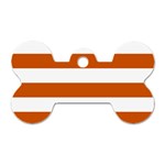 Horizontal Stripes - White and Burnt Orange Dog Tag Bone (One Side)
