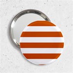 Horizontal Stripes - White and Burnt Orange 2.25  Handbag Mirror