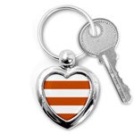 Horizontal Stripes - White and Burnt Orange Key Chain (Heart)
