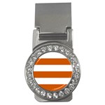 Horizontal Stripes - White and Burnt Orange Money Clip (CZ)