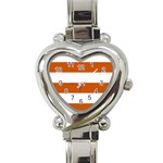 Horizontal Stripes - White and Burnt Orange Heart Italian Charm Watch