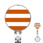 Horizontal Stripes - White and Burnt Orange Stainless Steel Nurses Watch