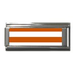 Horizontal Stripes - White and Burnt Orange Superlink Italian Charm (9mm)