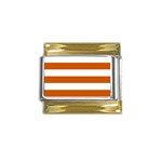Horizontal Stripes - White and Burnt Orange Gold Trim Italian Charm (9mm)