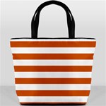 Horizontal Stripes - White and Burnt Orange Bucket Bag