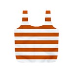 Horizontal Stripes - White and Burnt Orange Full Print Recycle Bag (S)