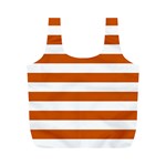Horizontal Stripes - White and Burnt Orange Full Print Recycle Bag (M)