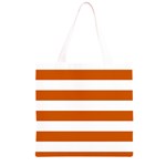 Horizontal Stripes - White and Burnt Orange Grocery Light Tote Bag
