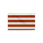 Horizontal Stripes - White and Burnt Orange Canvas Cosmetic Bag (XS)