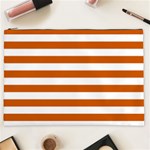Horizontal Stripes - White and Burnt Orange Cosmetic Bag (XXL)