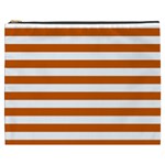 Horizontal Stripes - White and Burnt Orange Cosmetic Bag (XXXL)