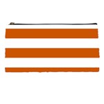 Horizontal Stripes - White and Burnt Orange Pencil Case