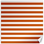 Horizontal Stripes - White and Burnt Orange Canvas 16  x 16 